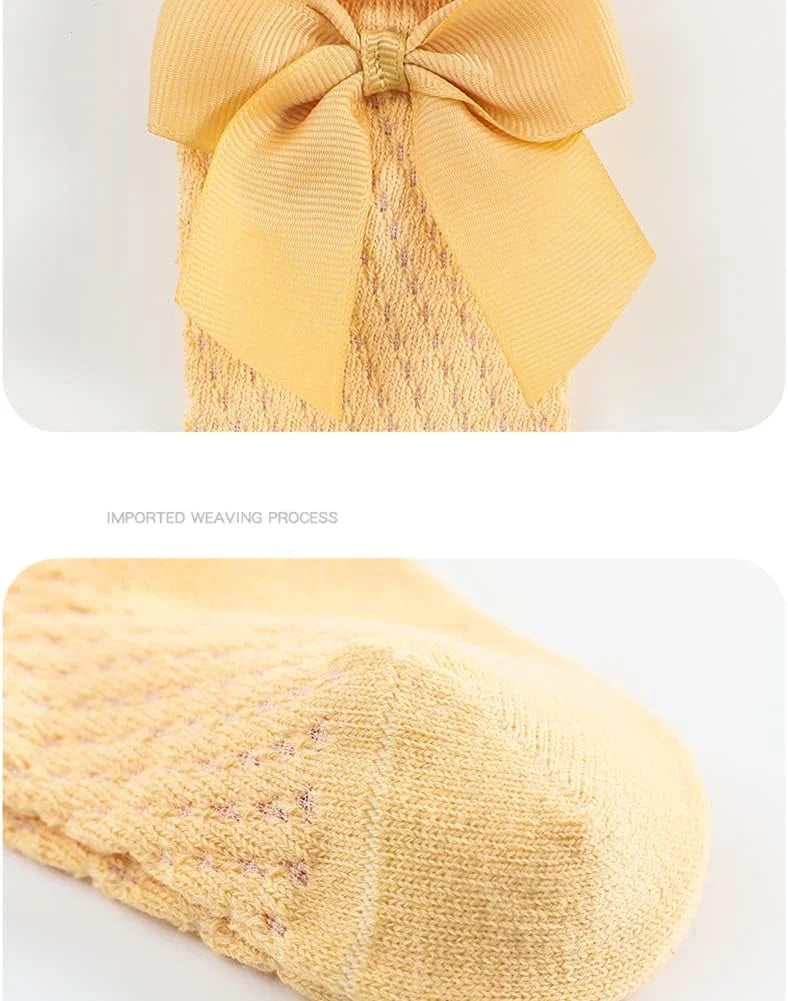 QandSweet Baby Girl Knee-High Socks Toddlers Bow Stockings Newborn Infant Non-Slip Sock