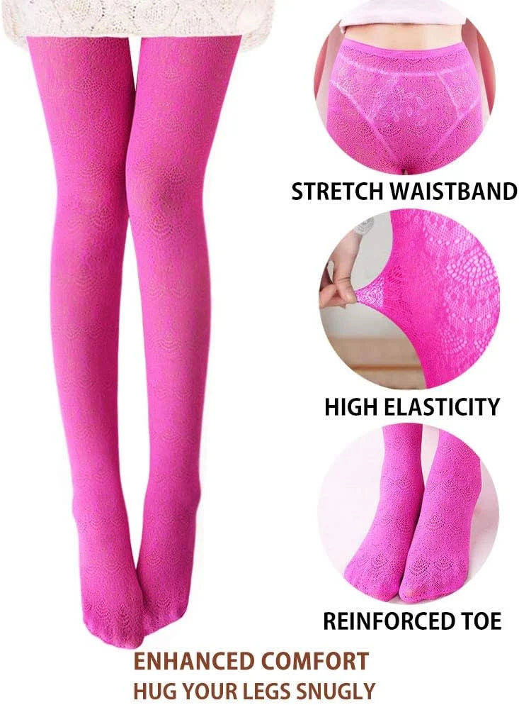 VERO MONTE Womens Colorful Hollow Out Knitted Tights - Patterned Lace Stockings