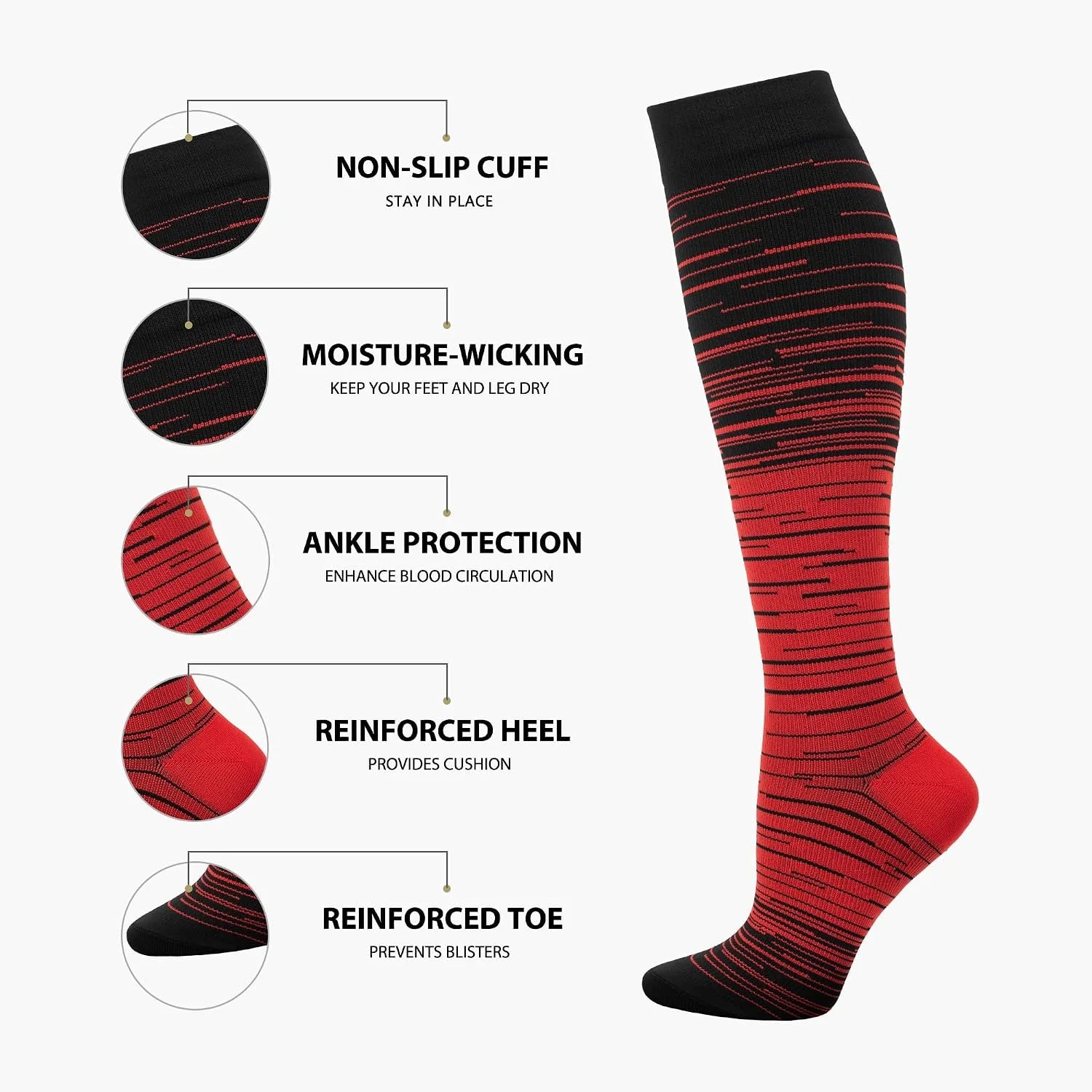 hello momoya Compression Socks for Women Men Circulation Knee High 8 Pairs for Nurses, Running, Travel, Athletic