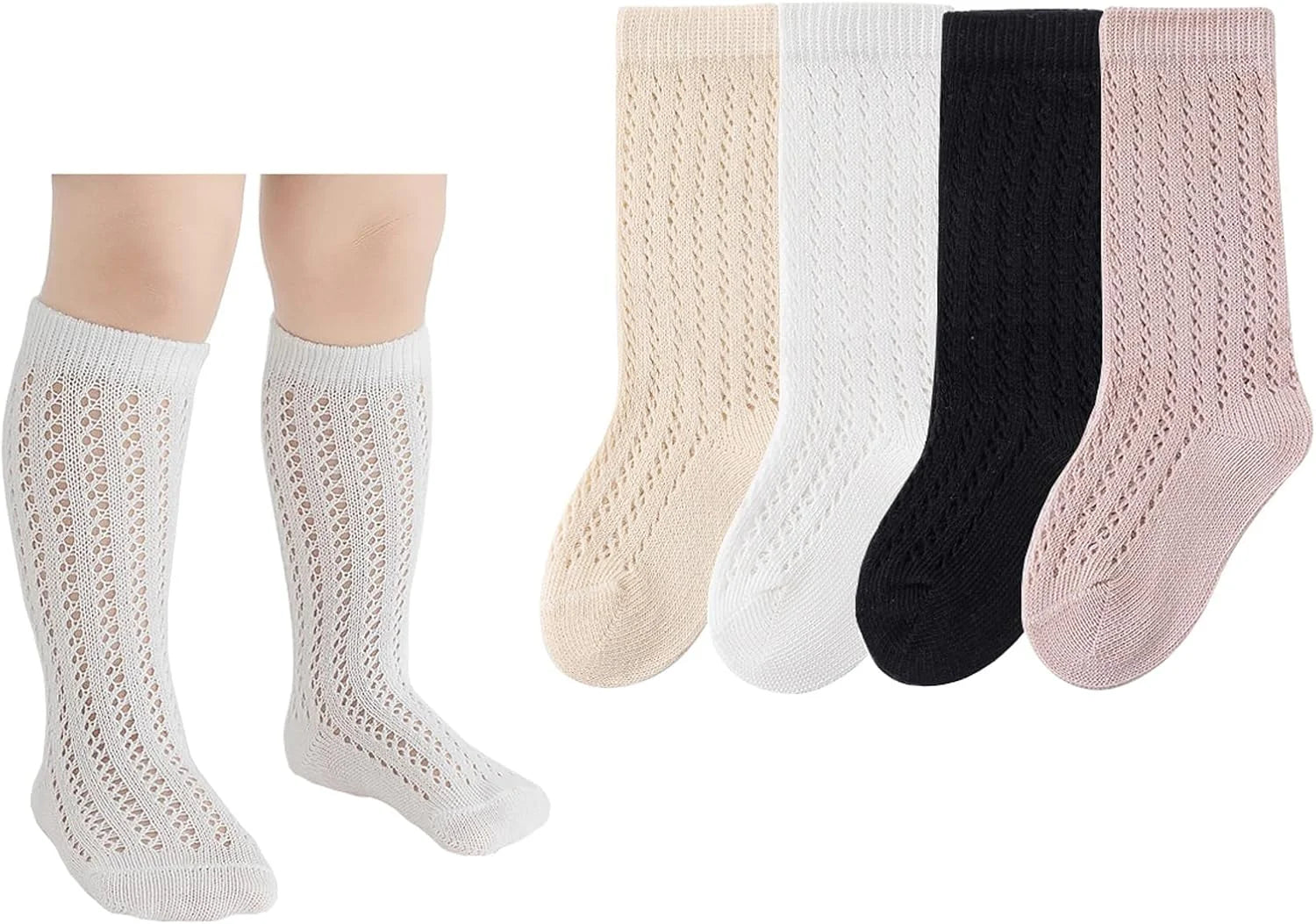 CHUNG Toddler Baby Girls Knee Hight Stocking Cotton Socks 0-7Years Solid Color Bowknot Thin Spring Summer