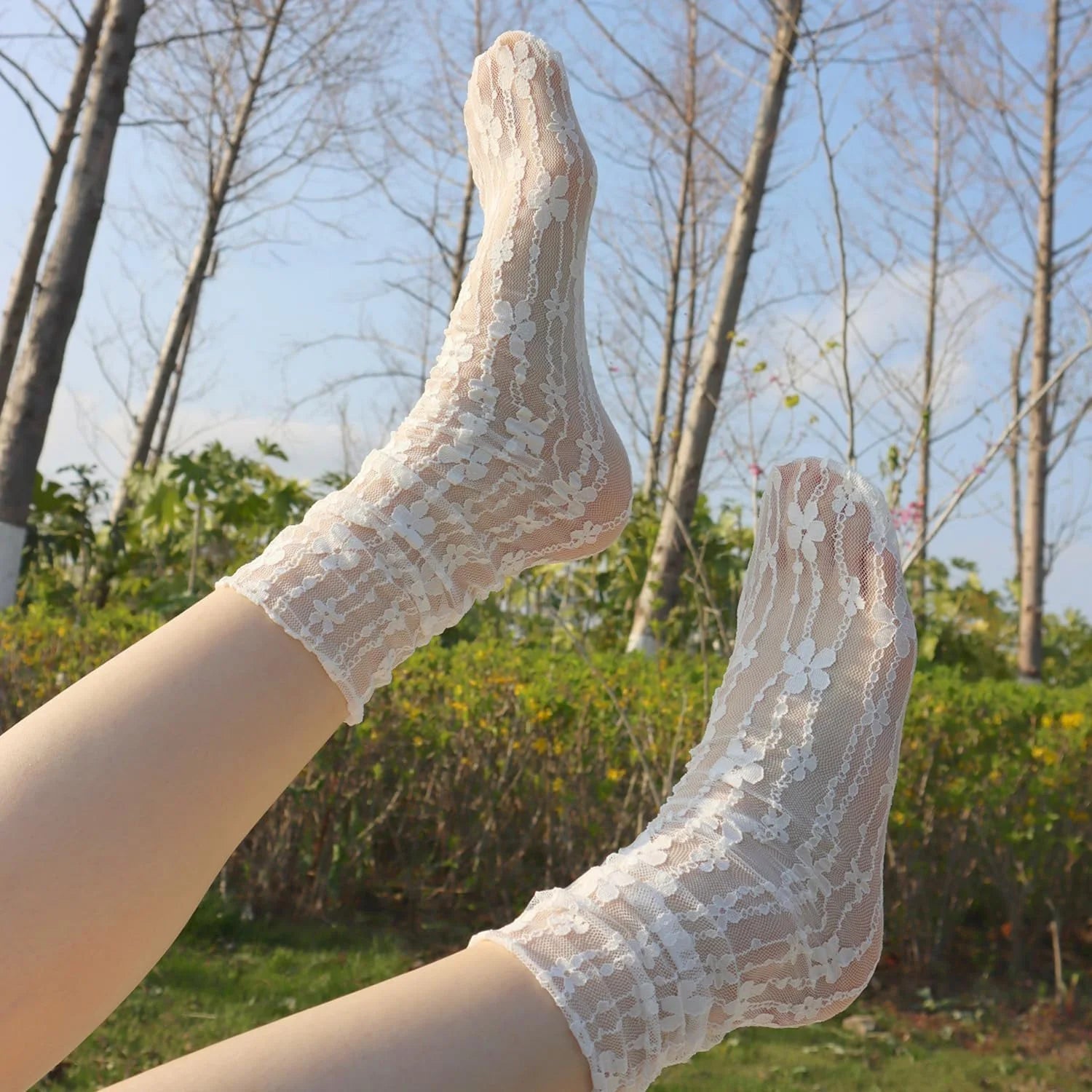 Benefeet Sox Women Lace Sheer Mesh Socks Girls Cute Fancy Tulle Socks
