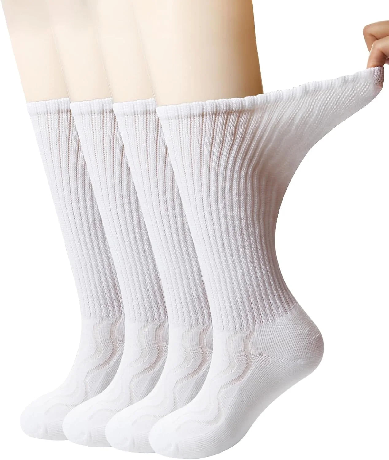 +MD Bamboo Viscose Diabetic Socks for Men & Women 4 & 6 Pairs Crew Non-Binding Moisture Wicking Socks With Seamless Toe