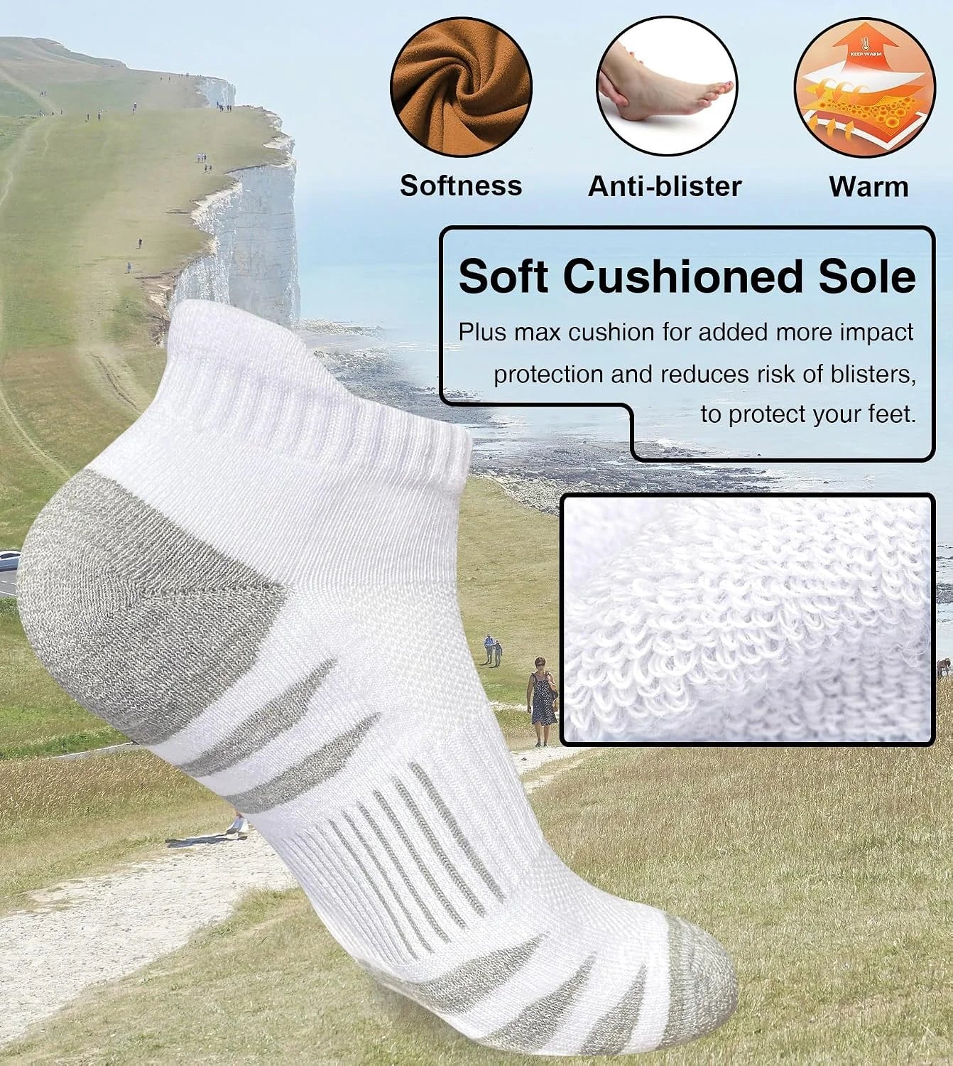 Heyoboy Mens Athletic Cushioned Anti-blister Running Ankle Socks 5 Pairs
