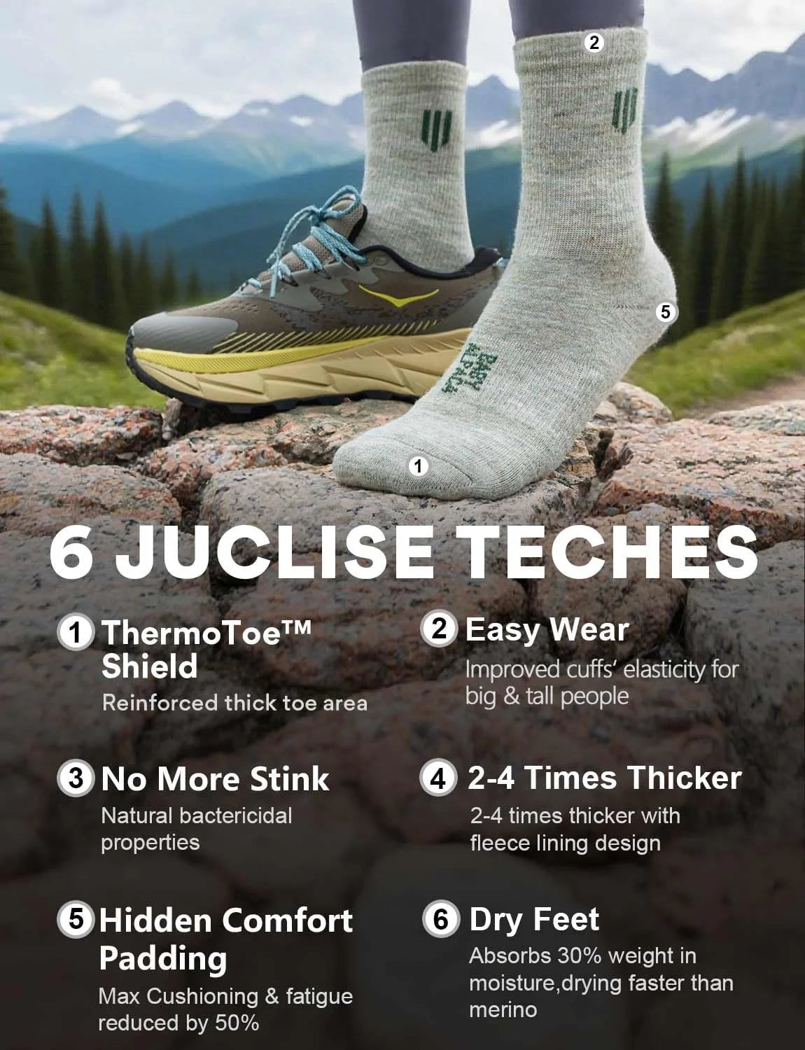 Juclise Baby Alpaca Wool Lightweight Micro Crew Socks for Men & Women