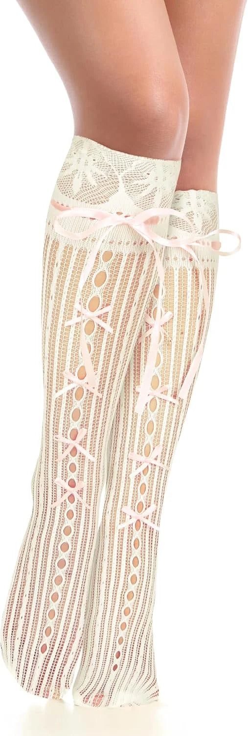 Benefeet Sox Womens Fishnet Knee High Socks Lace Ruffle Long Socks