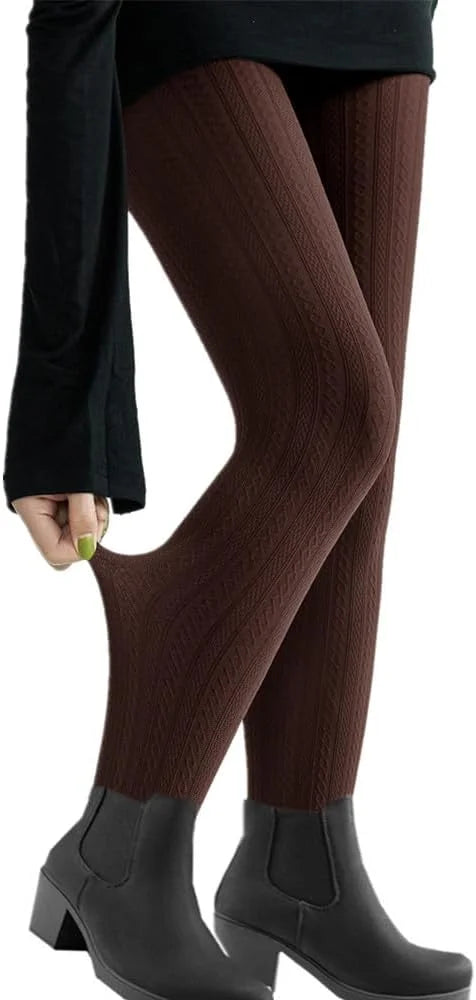 SurBepo Women Fishnet Hollow Out Knitted Patterned Thick Warm Stockings Tights Vertical Strips Pantyhose For Female