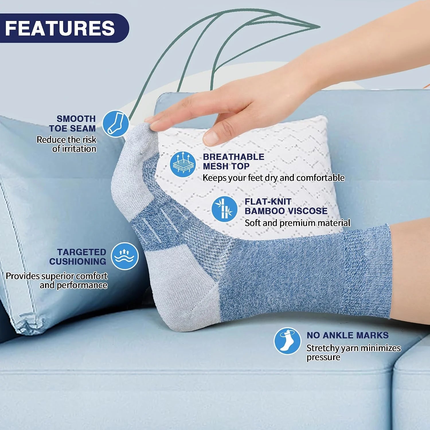 Diabetic Socks for Men,4 Pairs Non Binding Loose Wide Top Crew Socks for Men Size 9-12/10-13/13-15.