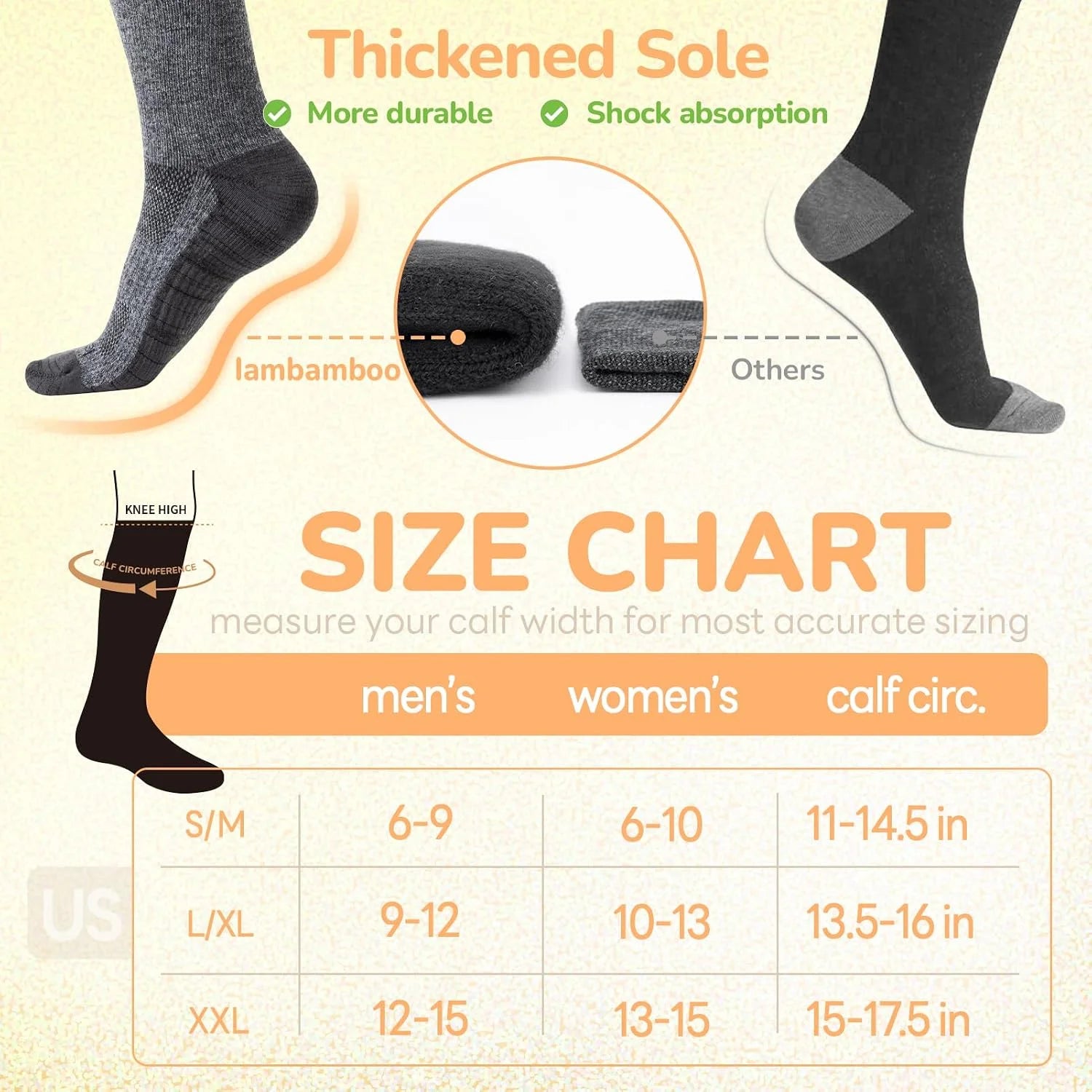 Merino Wool Compression Socks for Women & Men, 20-30 mmHg Knee High Dryarn Socks for Flying, Travel