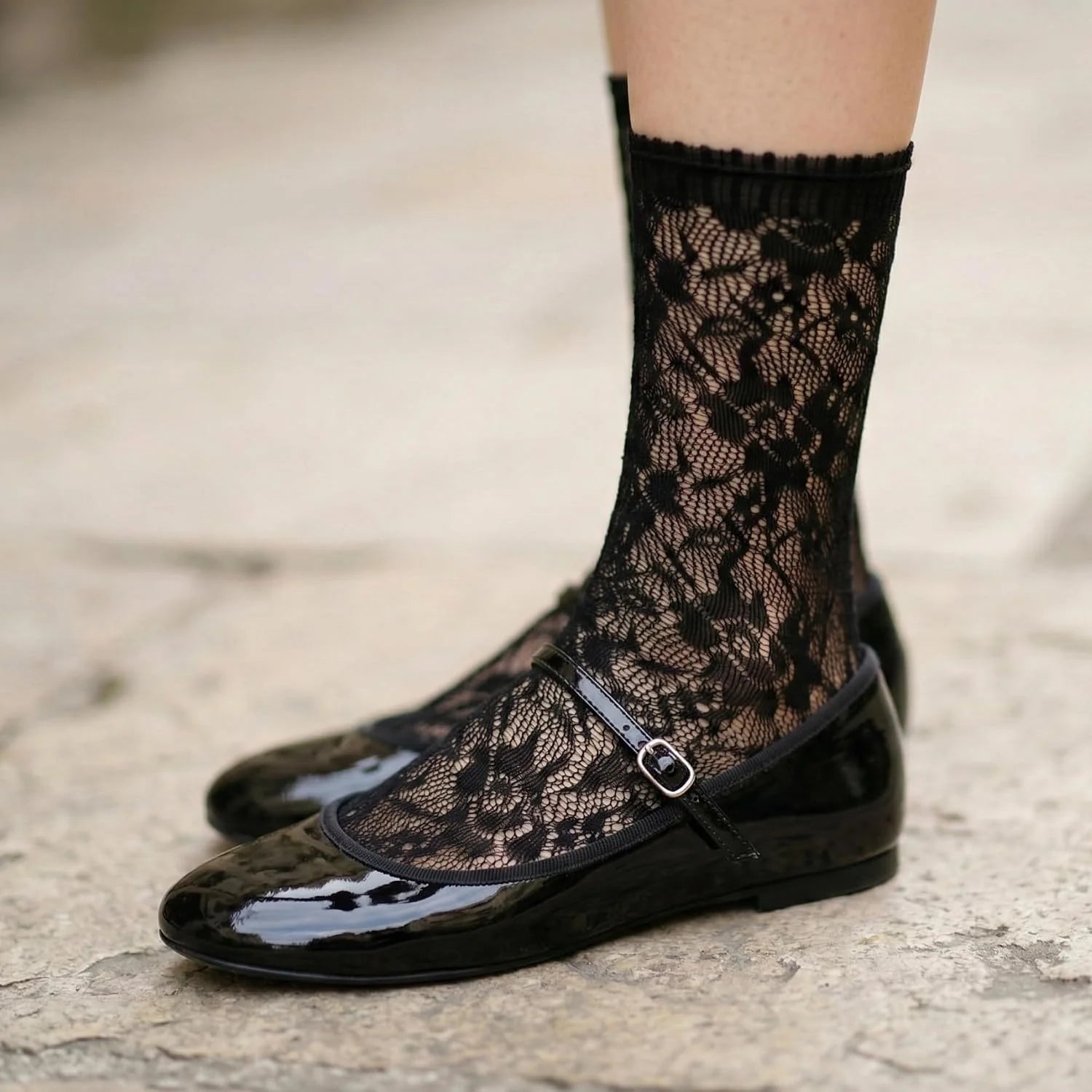 6 Pairs of Lace Crew Socks for Women, Sheer Socks with Design by Daisy&Dino