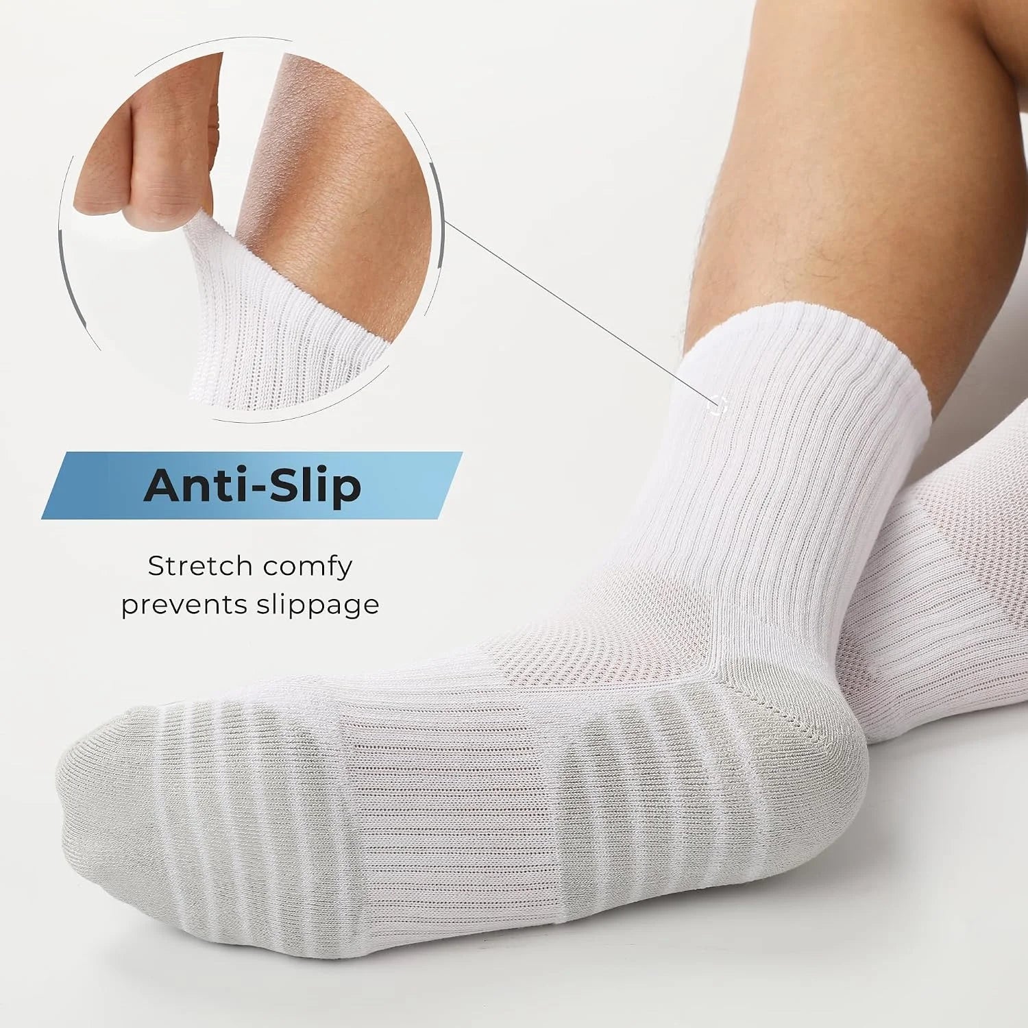 BAMBOO COOL Men's Crew Socks Athletic Running Sports Socks, Cushioned Moisture Wicking, Breathable Arch Support 6 Pack