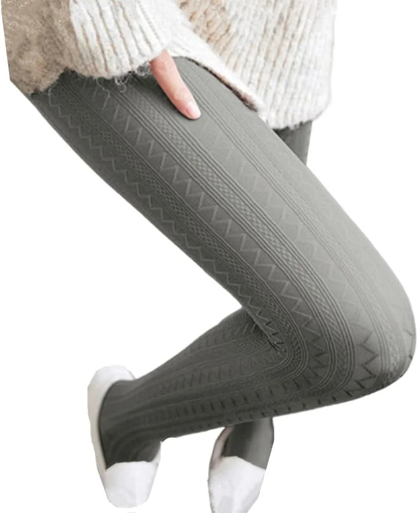 SurBepo Women Fishnet Hollow Out Knitted Patterned Thick Warm Stockings Tights Vertical Strips Pantyhose For Female