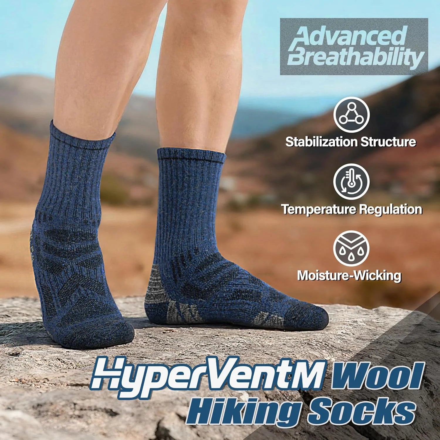 ANTSANG Merino Wool Hiking Socks, Enhanced Breathability, for Men and Women