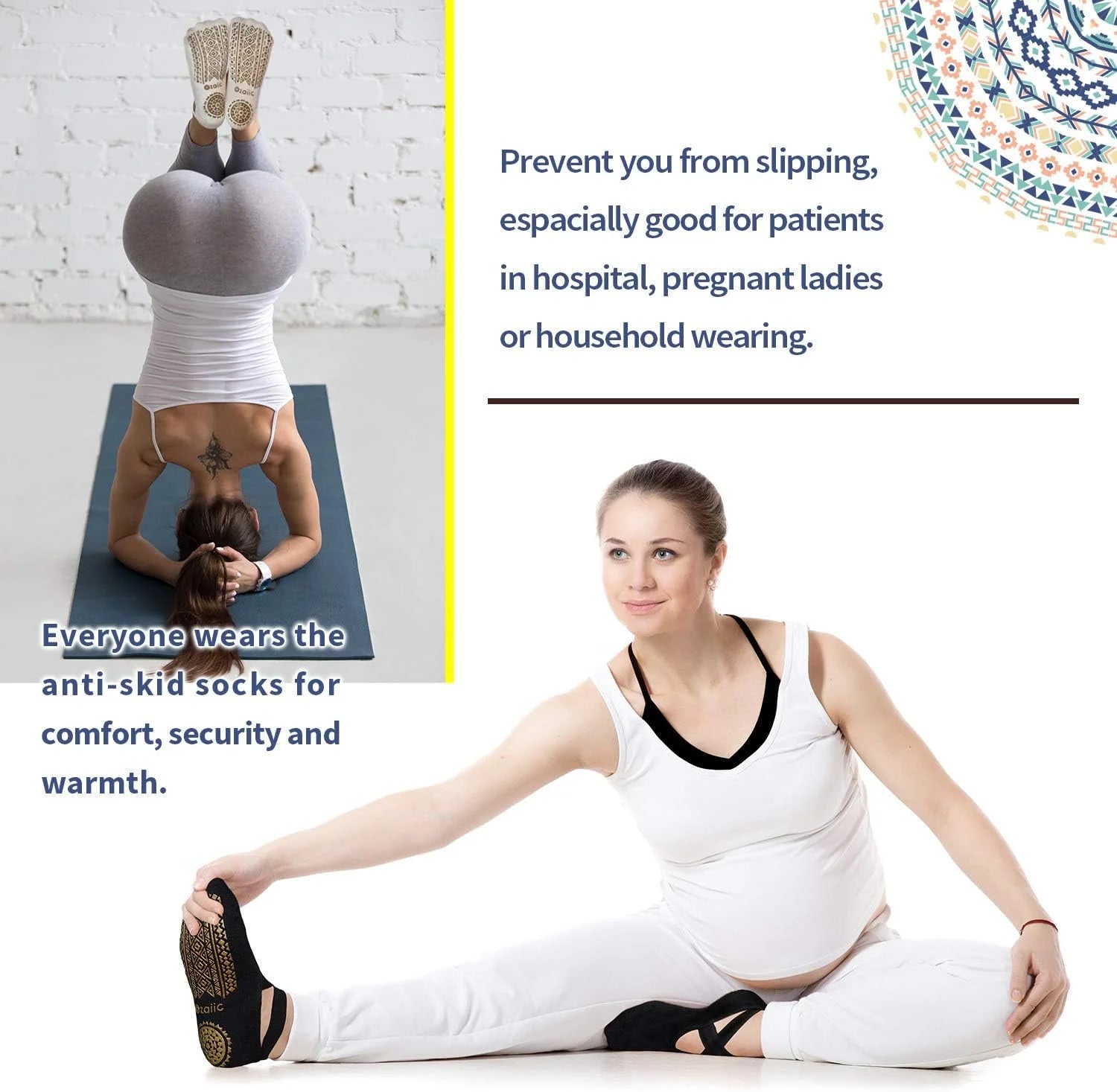 Ozaiic Pilates Socks for Women Non Slip Grip Yoga Barefoot Indoor Workout