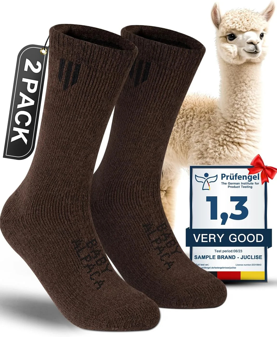 Juclise Alpaca Wool Crew Socks Men and Women,Thick Thermal Winter Cold Weather Hunting Hiking,Moisture Wicking Cushioned