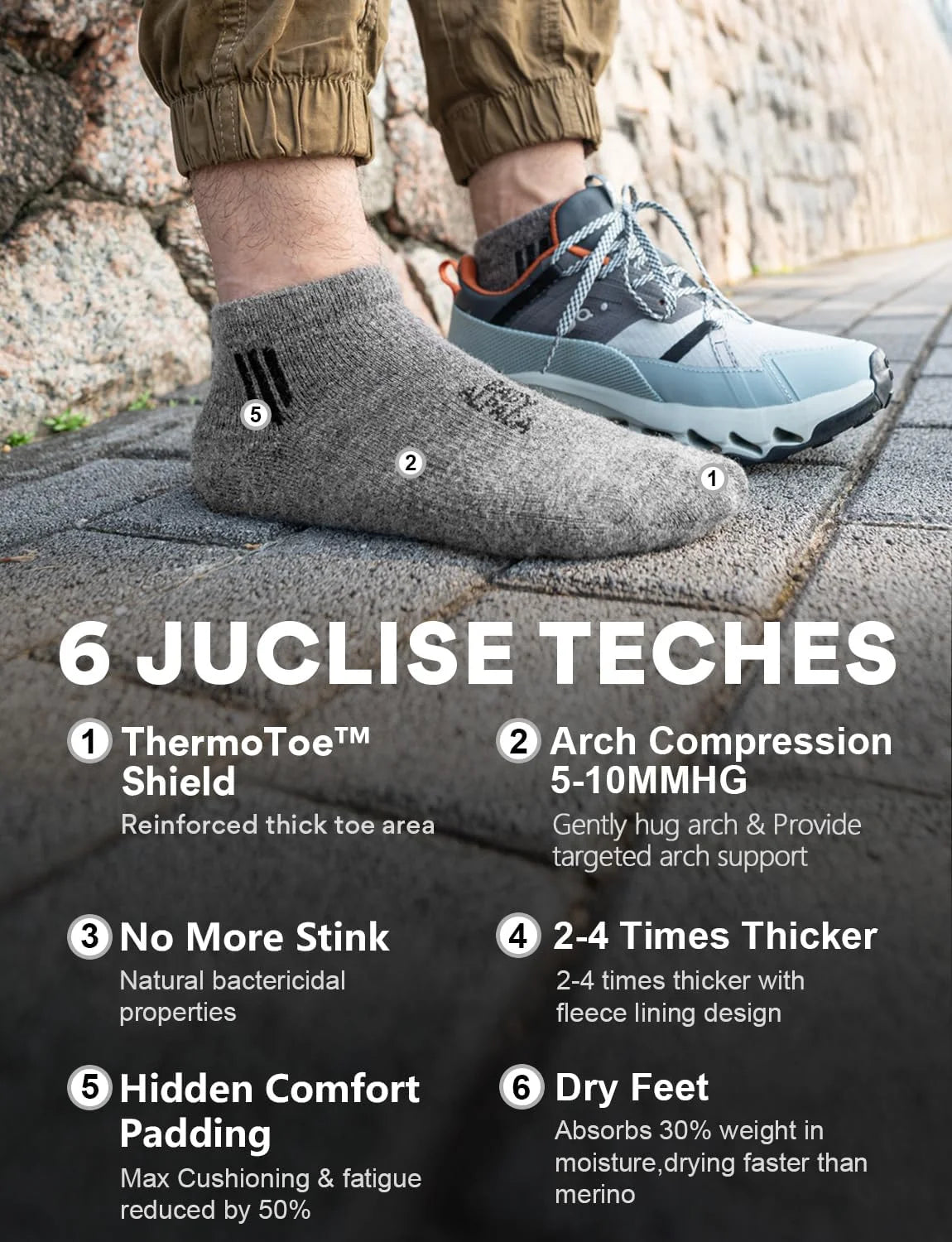 Juclise Alpaca Wool Ankle Socks, Lightweight & Breathable