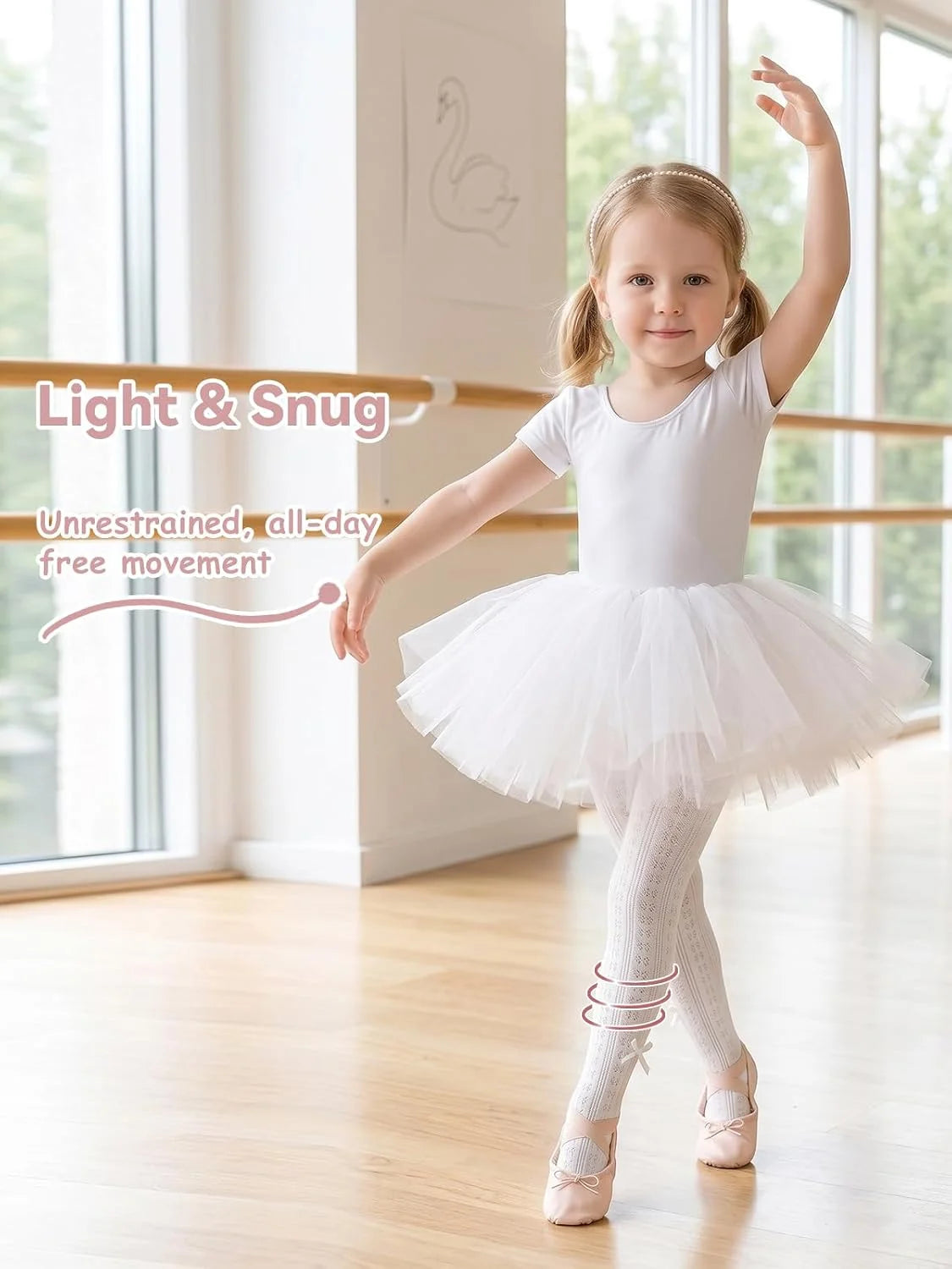 Miipat Baby Girl Tights Toddler Footed Leggings Mesh Lace Stockings 2 Pack Little Kids Thin Hollow Pantyhose