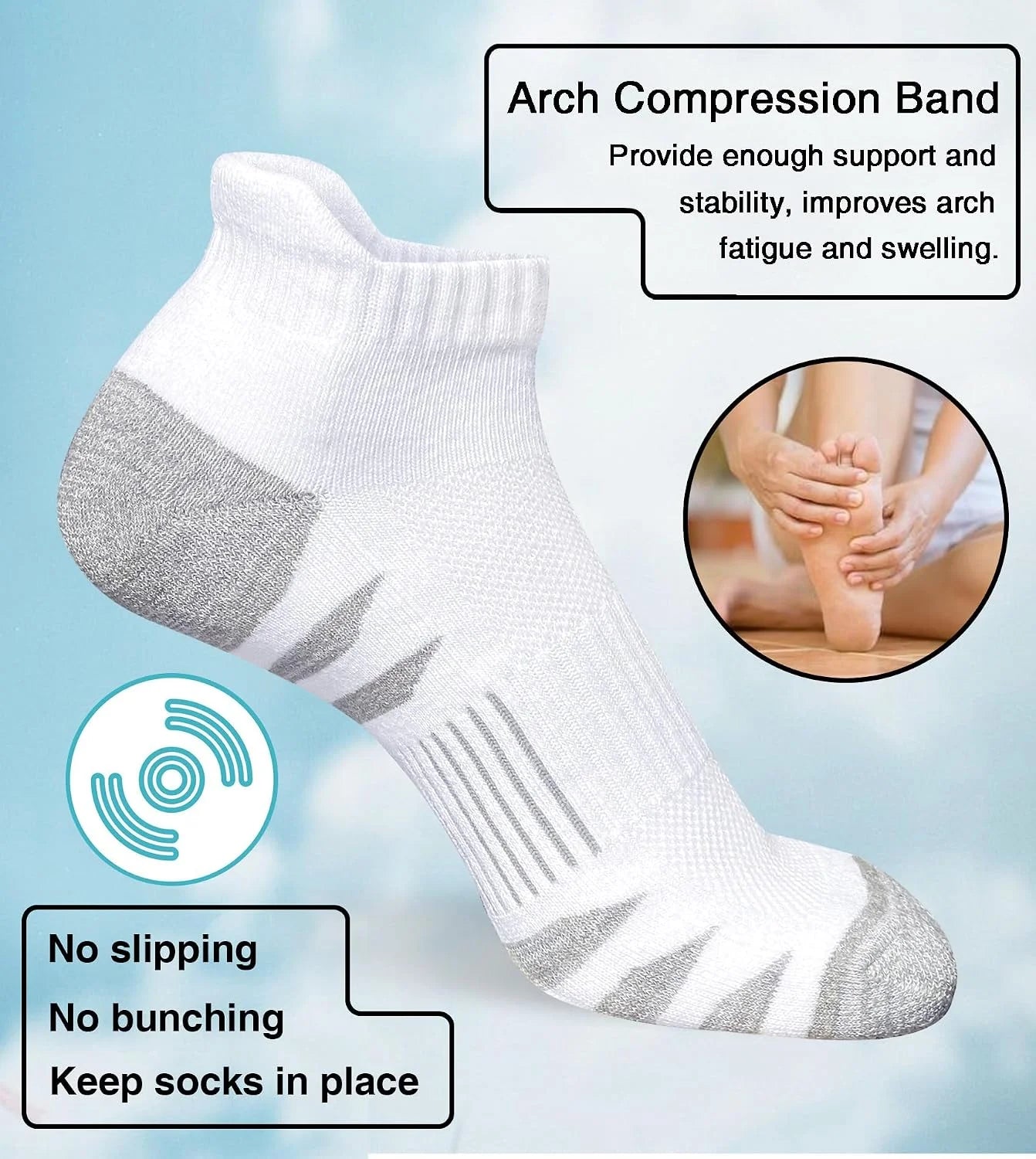 Heyoboy Mens Athletic Cushioned Anti-blister Running Ankle Socks 5 Pairs