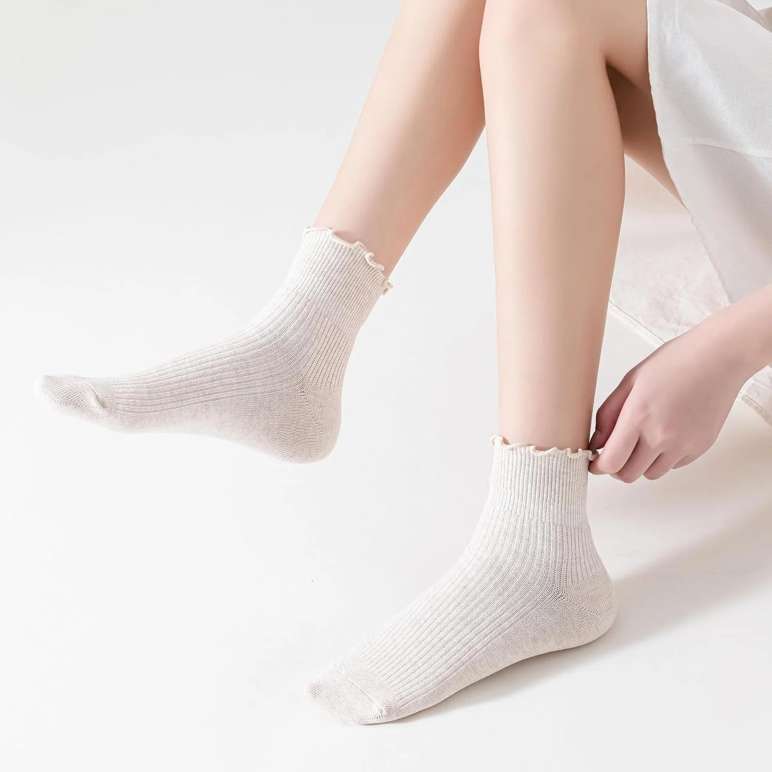 Mcool Mary Womens Ruffle Socks, Cute Ankle Winter Warm Knit Cotton Frilly Sock 6 Pack