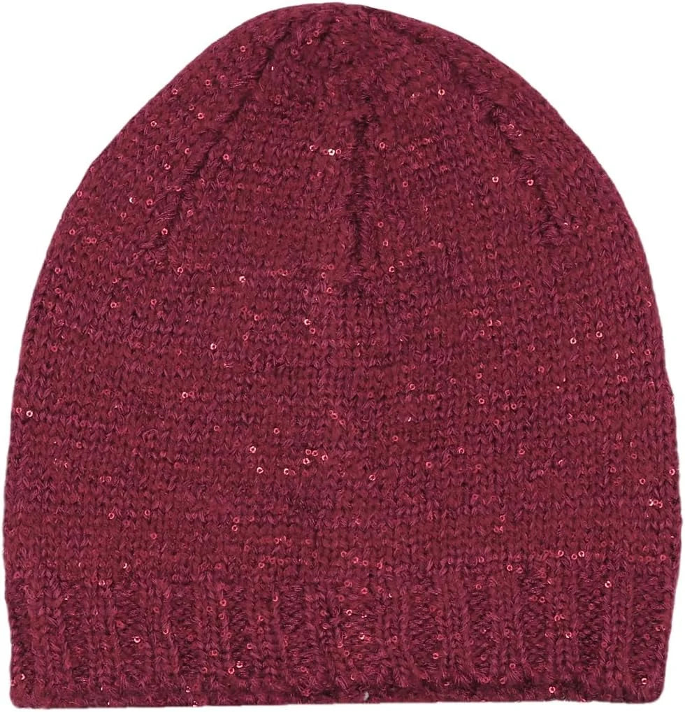 Suillty Sequin Knitted Beanie Hat for Women Men Glitter Winter Skull Caps Outdoor Windproof Cold Weather Bonnet