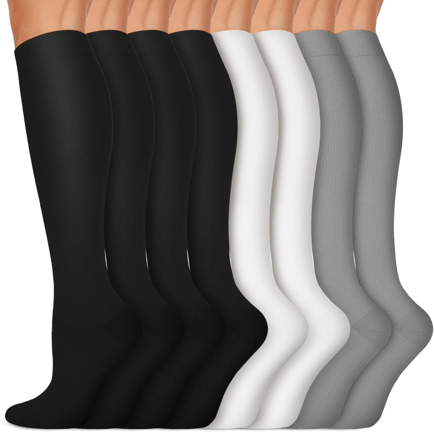 Copper Compression Socks 15-20 mmHg for Men & Women 8 Pairs – Circulation Support for Nurses, Travel, Running, Hiking, Soccer