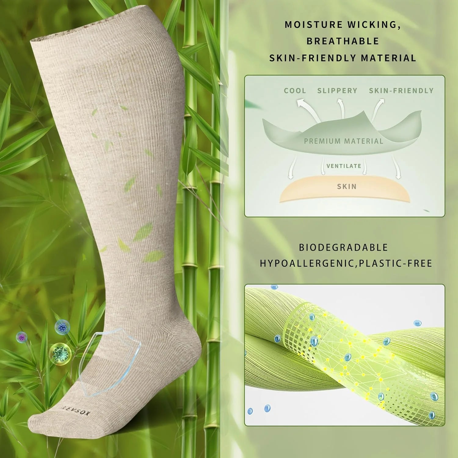 LEVSOX Wide Calf Compression Socks for Women&Men Plus Size 15-20mmHg Knee High Large Support Stockings for Circulation