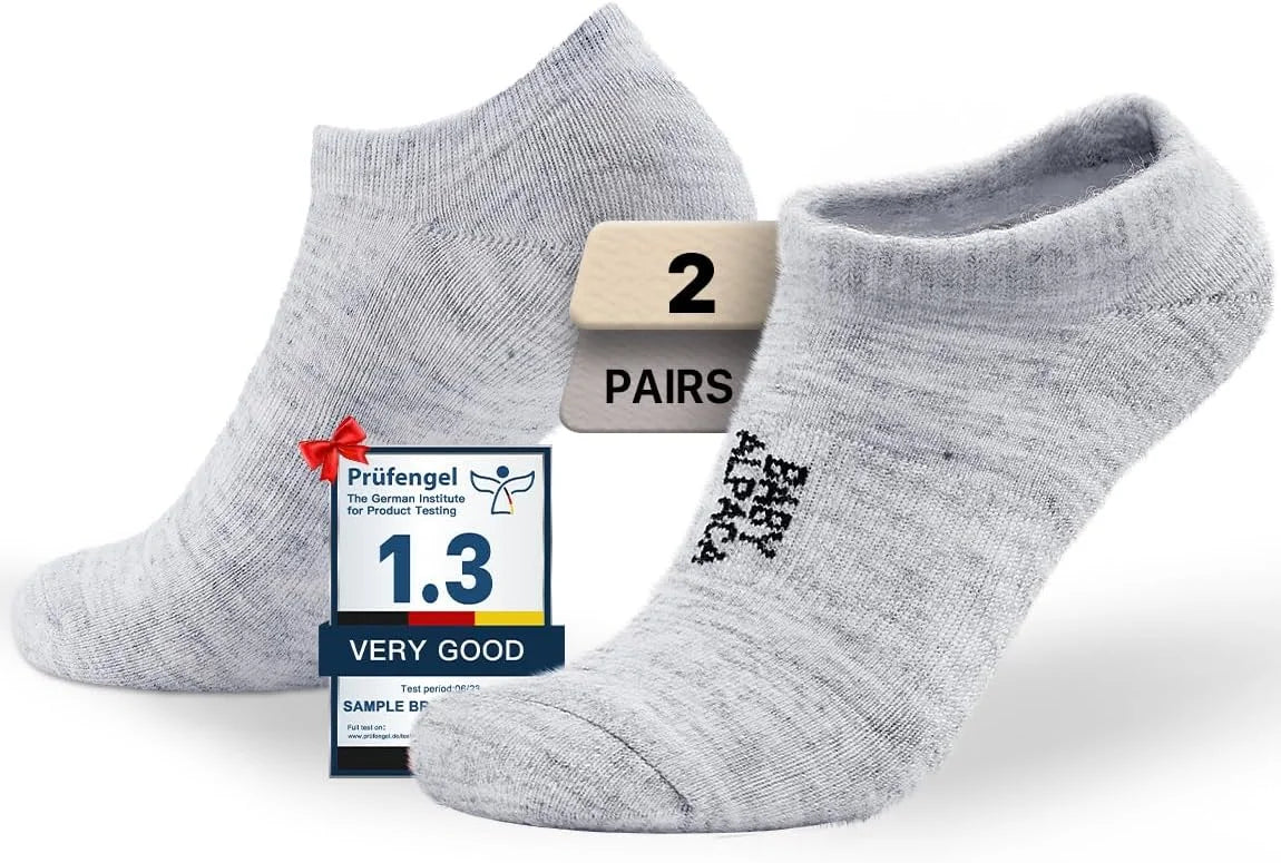 Juclise Baby Alpaca Wool Midweight No Show Socks for Men and Women, 2-Pack