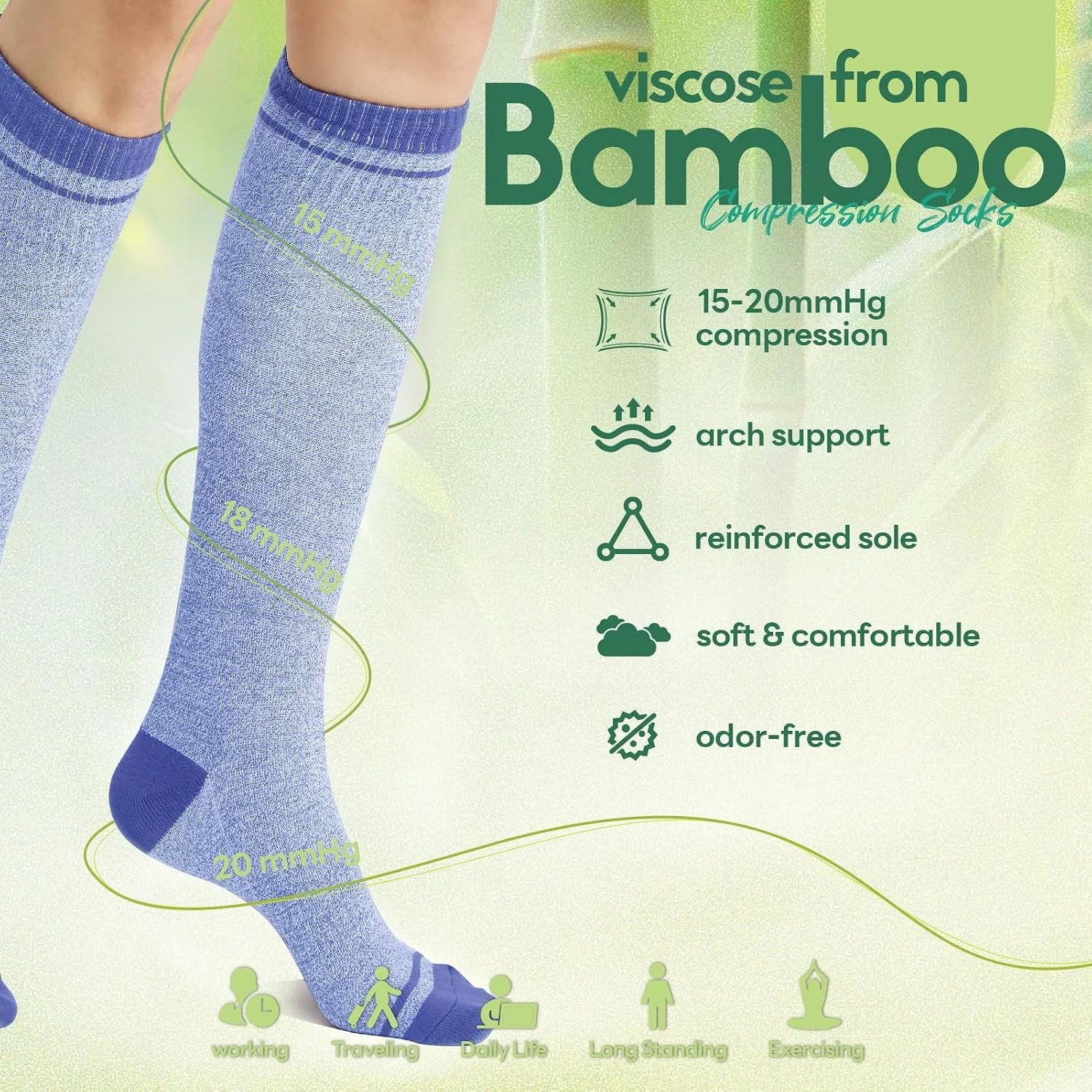 Compression Socks Women & Men 15-20 mmHg for Flying