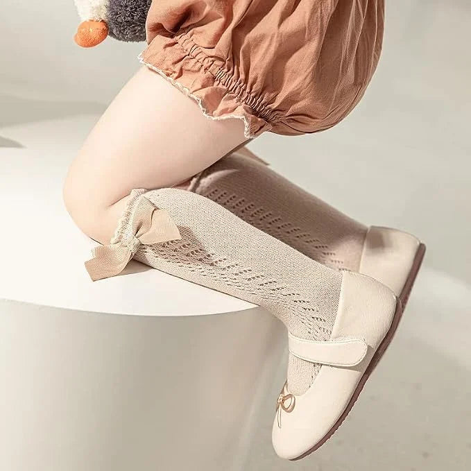 QandSweet Baby Girl Knee-High Socks Toddlers Bow Stockings Newborn Infant Non-Slip Sock