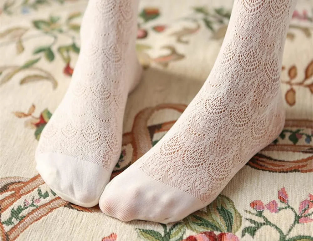 SurBepo Women Fishnet Hollow Out Knitted Patterned Thick Warm Stockings Tights Vertical Strips Pantyhose For Female