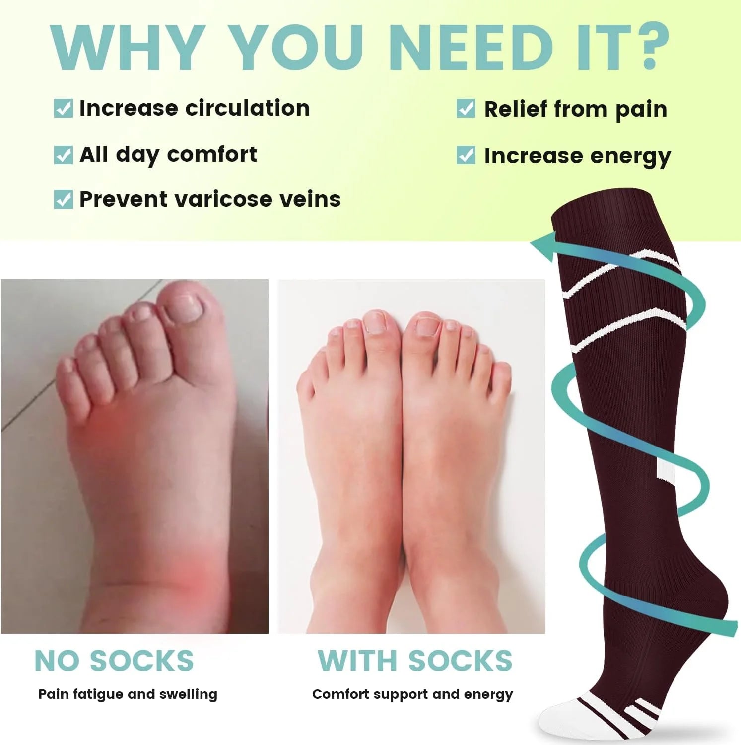 Copper Compression Socks 15-20 mmHg for Men & Women 8 Pairs – Circulation Support for Nurses, Travel, Running, Hiking, Soccer