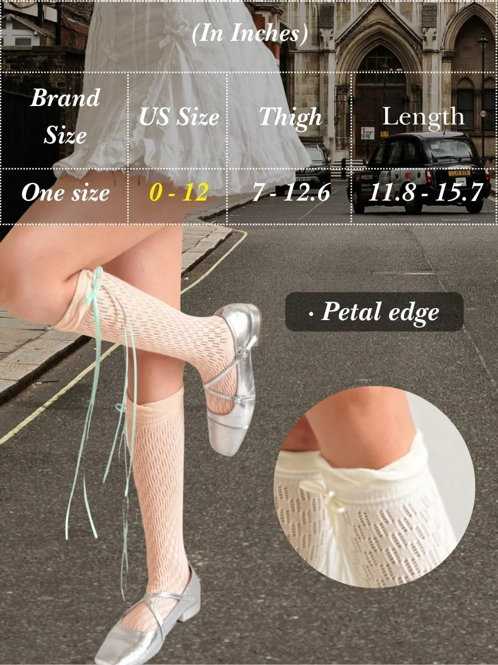 Kaei&Shi Womens Cute Hollow Out Long Socks with Bows