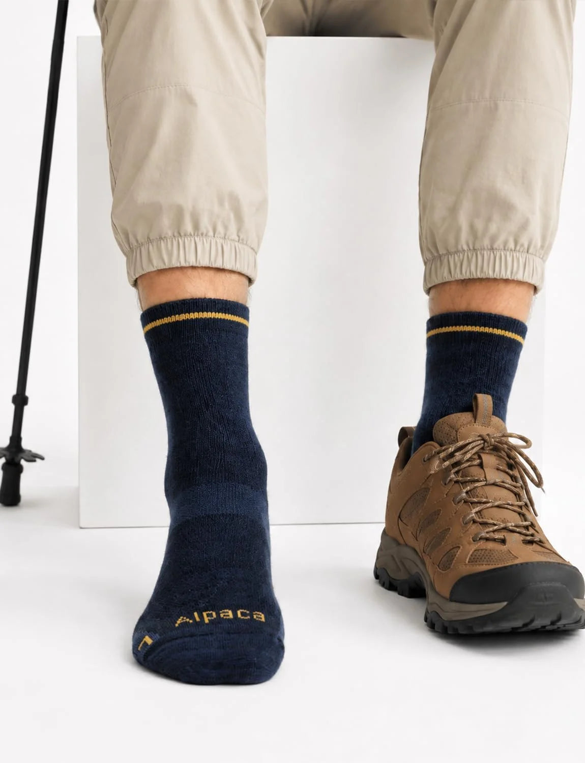 Juclise Alpaca Wool Hiking Socks, Micro Crew Boot Socks, Midweight, 2 Pairs