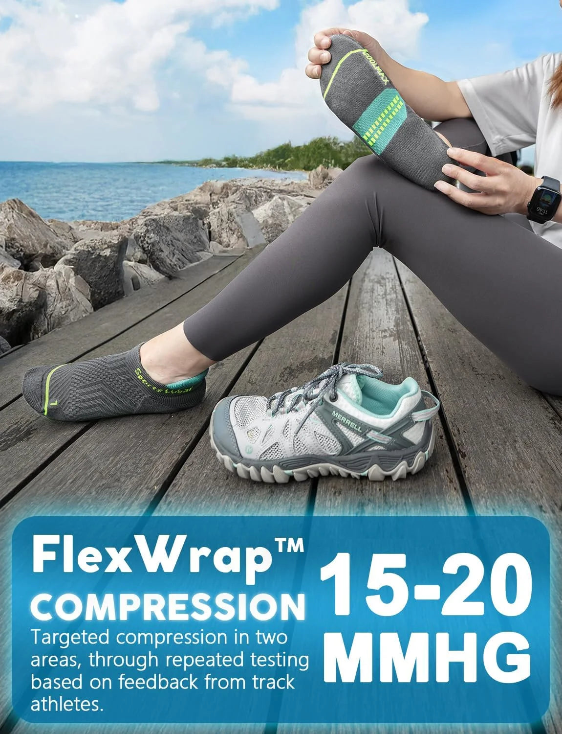 Juclise Women's No Show Compression Athletic Running Socks, 3 Pairs