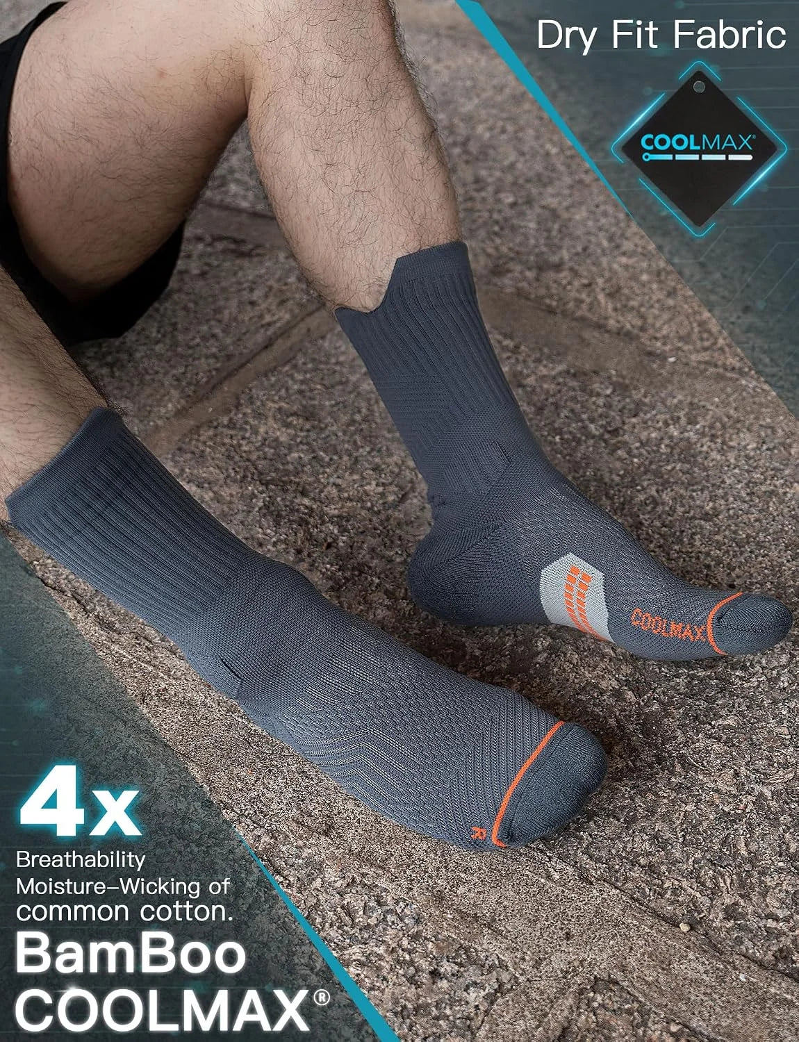 Juclise Compression Running Crew Socks, Bamboo Viscose Lightweight Cushion