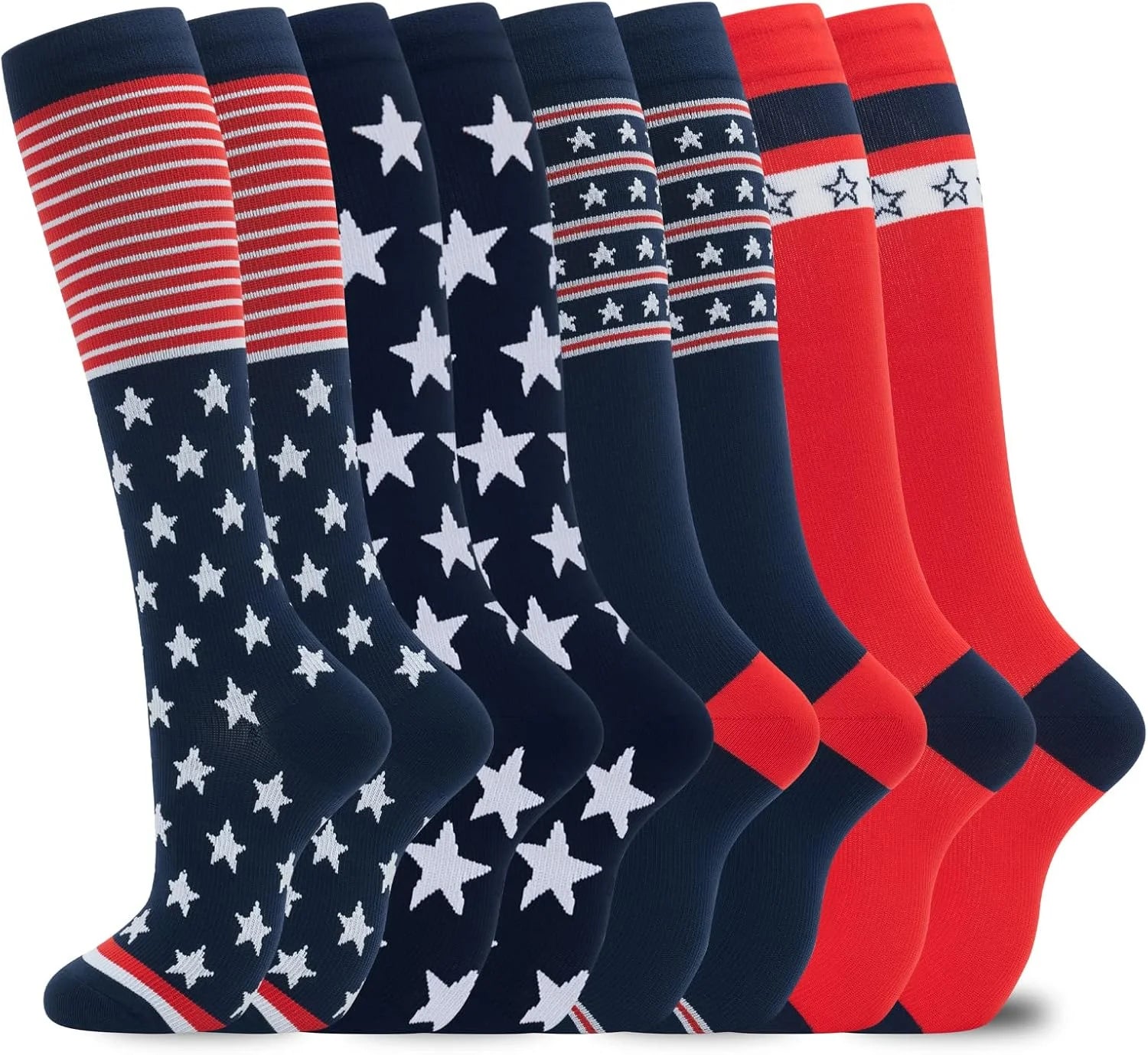 hello momoya Compression Socks for Women Men Circulation Knee High 8 Pairs for Nurses, Running, Travel, Athletic