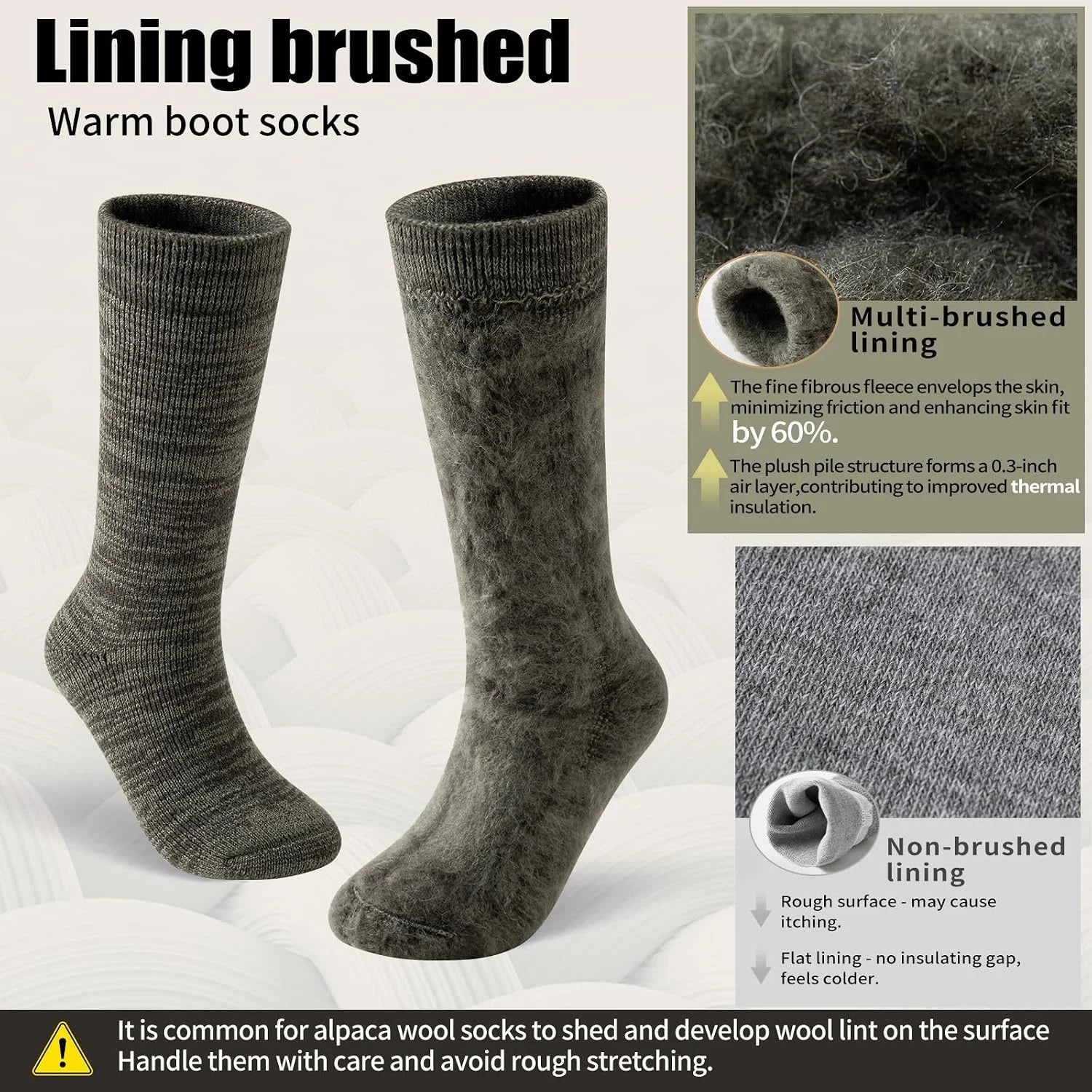 Alpaca Wool Boot Socks,Thermal Warm Heavyweight Thick for Men Women