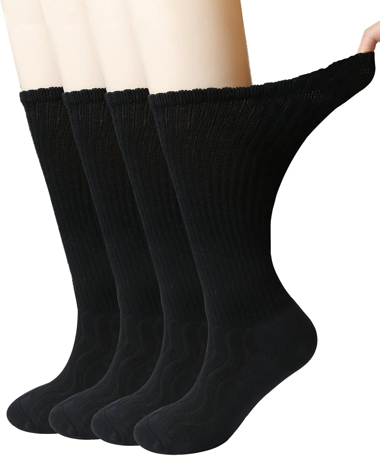 +MD Bamboo Viscose Diabetic Socks for Men & Women 4 & 6 Pairs Crew Non-Binding Moisture Wicking Socks With Seamless Toe