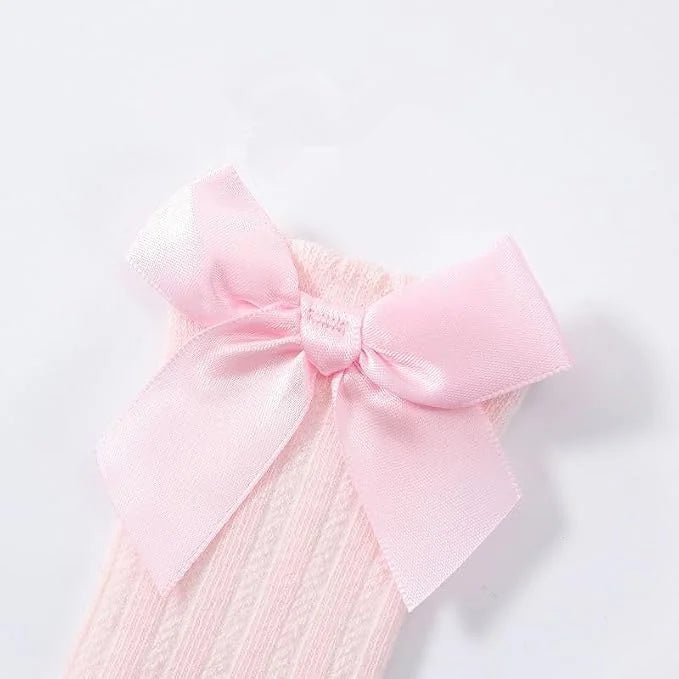 QandSweet Baby Girl Knee-High Socks Toddlers Bow Stockings Newborn Infant Non-Slip Sock