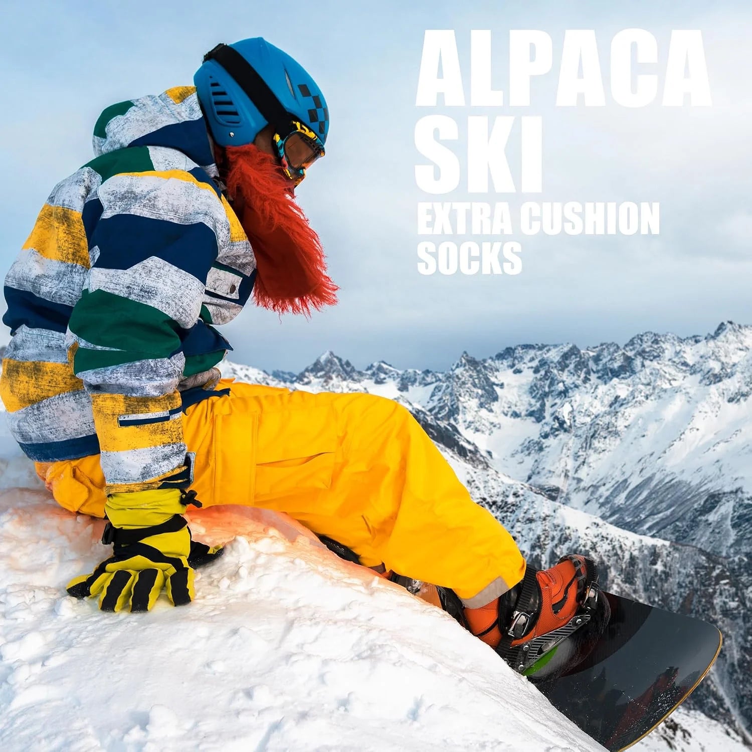Alpaca Wool Ski Socks 2Pair Knee High Thermal Warm Winter Thick Cushion Compression Snow Snowboarding Hunting Outdoor