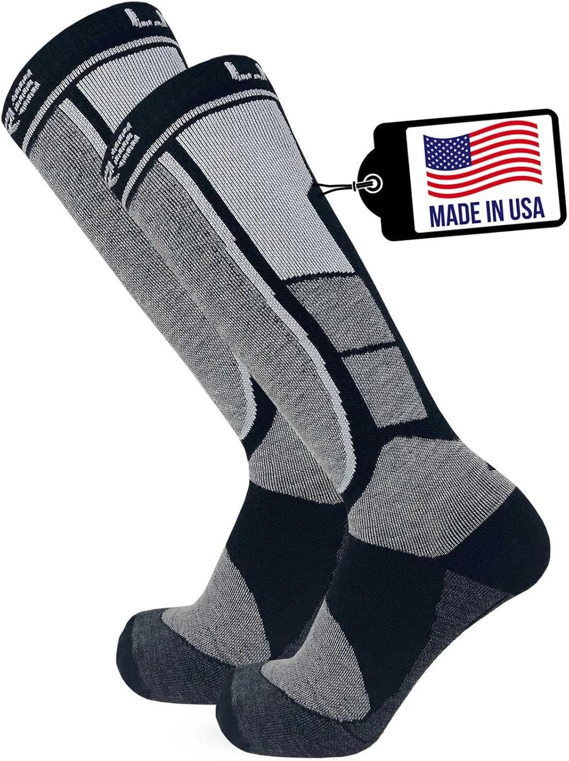 Pure Athlete Alpaca Wool Ski Socks - Made in USA, Winter Weather Lightweight Skiing and Hunting Socks for Men and Women