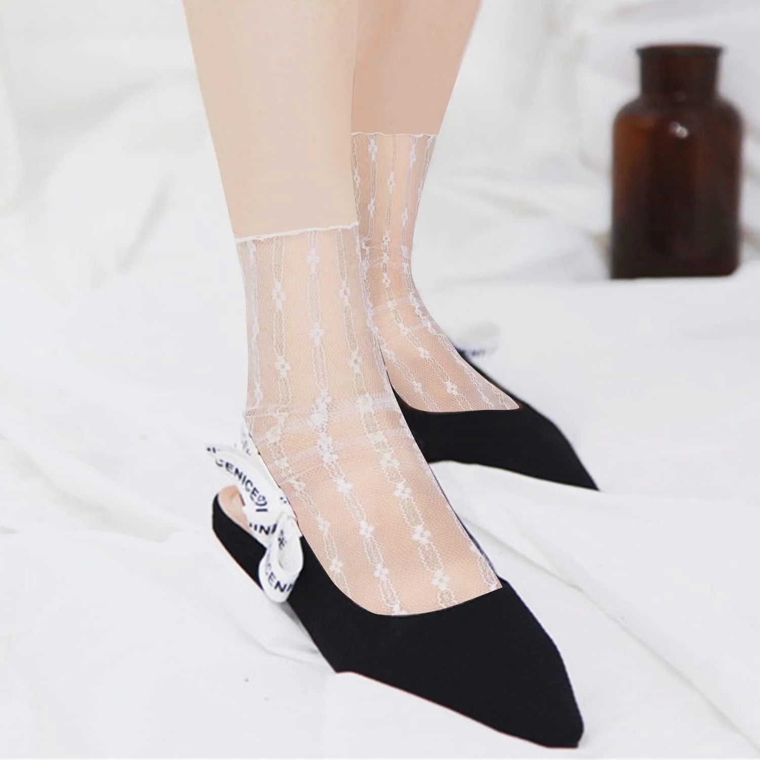 Benefeet Sox Women Lace Sheer Mesh Socks Girls Cute Fancy Tulle Socks