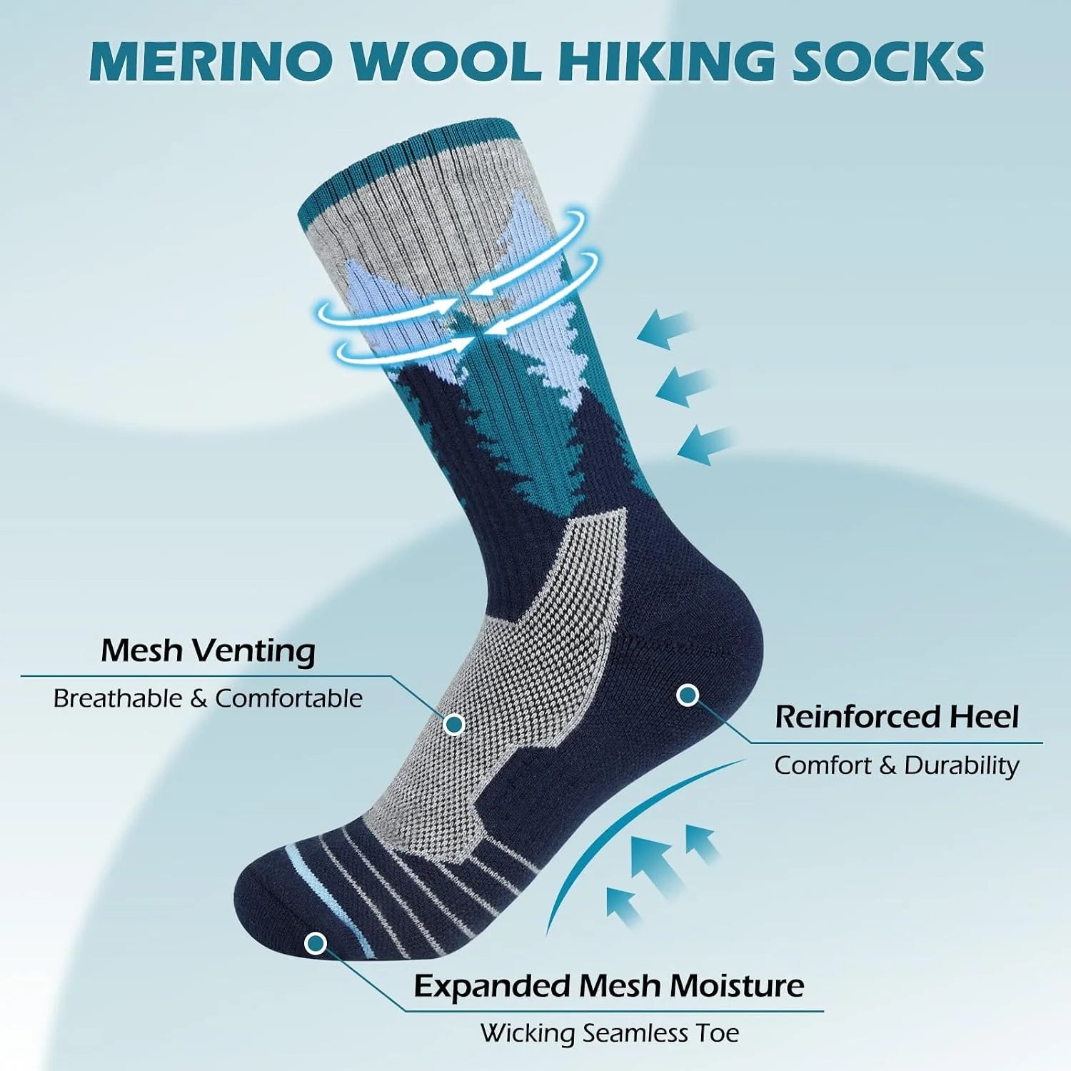 Women Hiking Crew Socks, Winter Thermal Warm, Moisture Wicking Cushioned Sole, Cozy Outdoor Boot Work Athletic