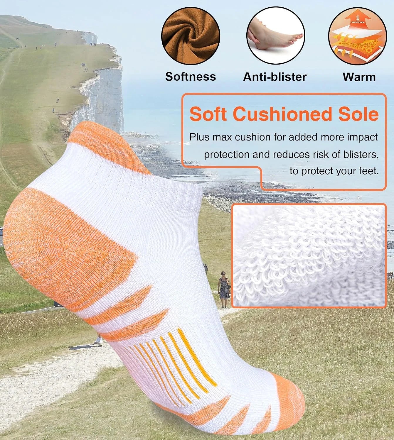 Heyoboy Womens Ankle Anti-blister Cushioned Athletic Running Socks 5 Pairs