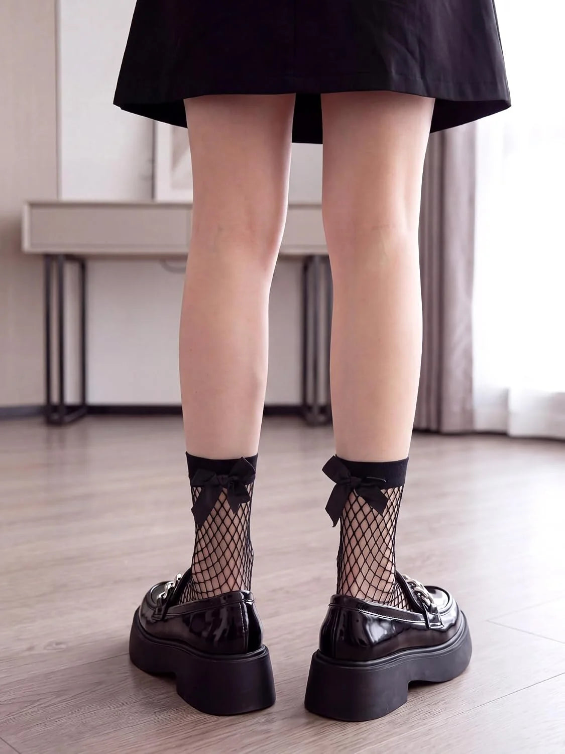 Geyoga Black Fishnet Socks for women sexy lace socks with Bows