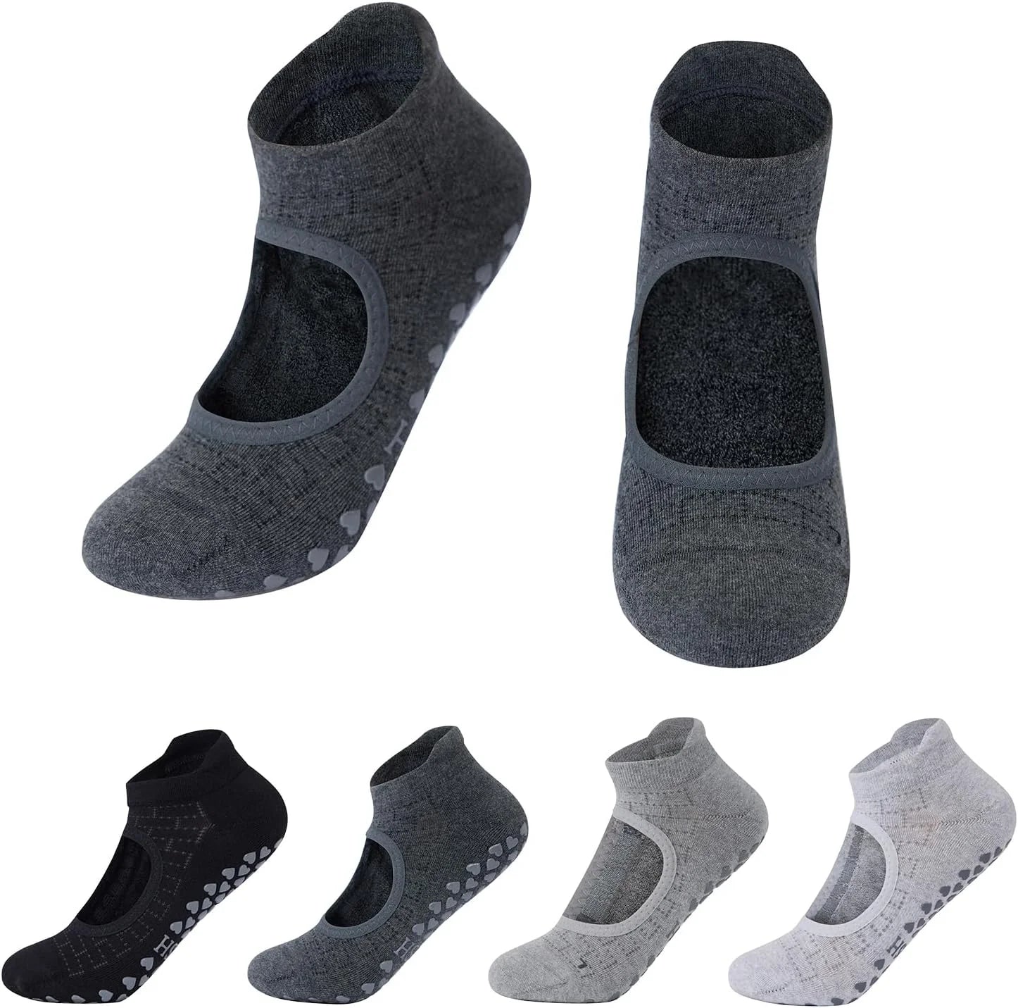 Anti-Slip Yoga Socks for Women, 4 Pairs Stretchy Grip Socks for Pilates, Barre, Dance, and Studio Workouts