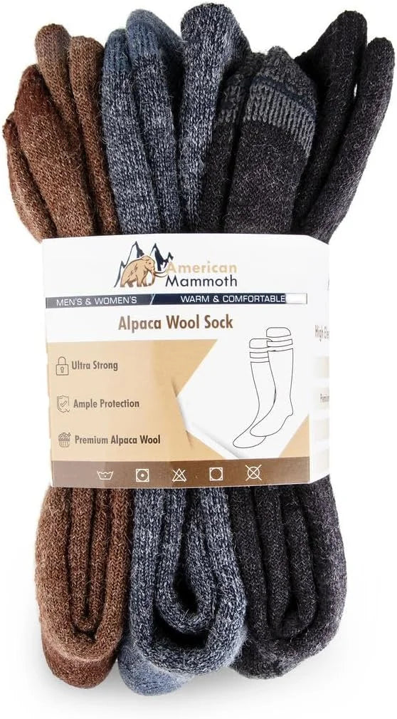 American Mammoth Alpaca Wool Socks for Men & Women Casual Outdoors Hiking Boot 50% Alpaca Wool 50% Merino Wool Blend