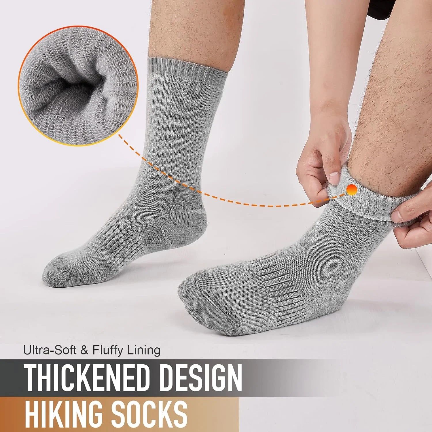 Niorasen Merino Wool Hiking Crew Socks for Men & Women, Thick Cushioned Anti-Blister, Moisture-Wicking, Seamless, 3/5 Pairs