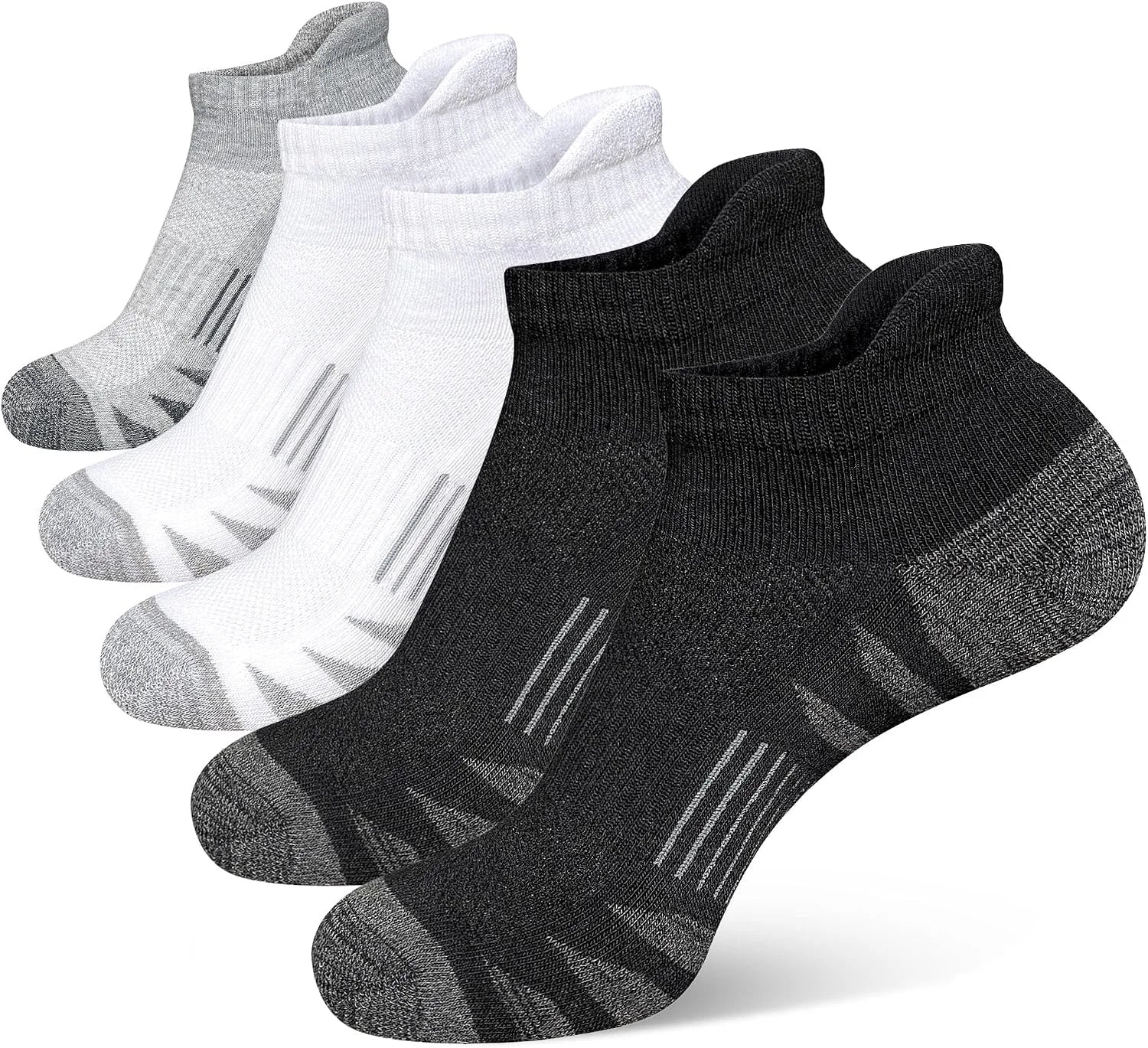 Heyoboy Mens Athletic Cushioned Anti-blister Running Ankle Socks 5 Pairs