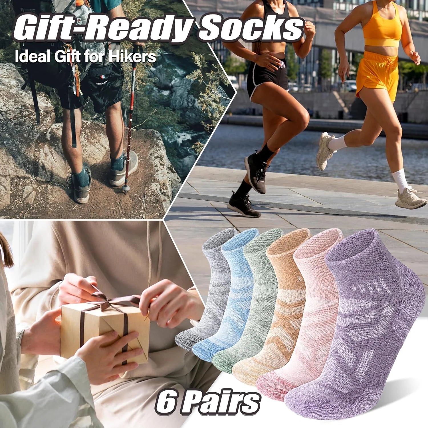 ANTSANG Merino Wool Quarter Ankle Hiking Running Socks for Women and Men
