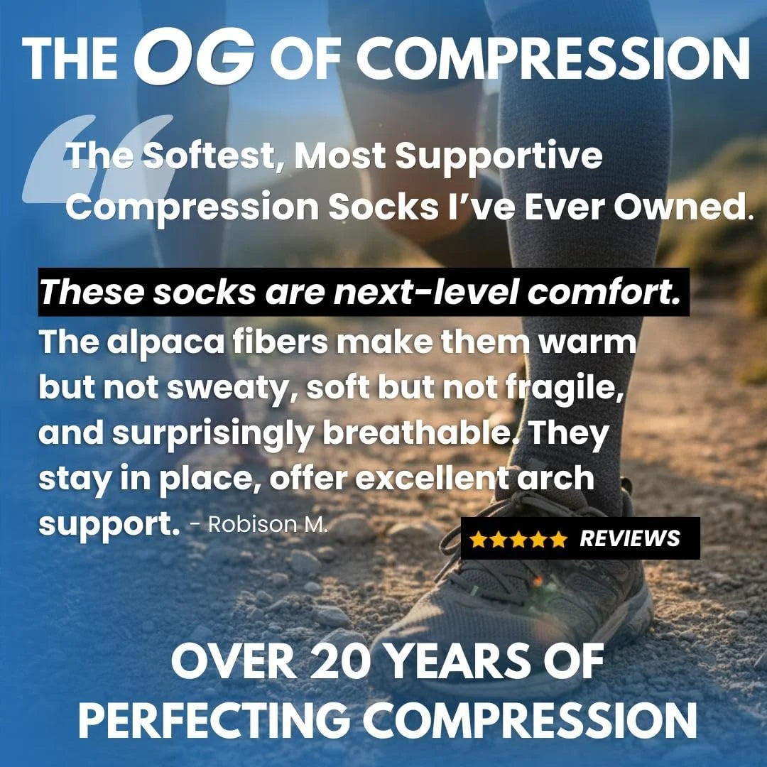 Zensah Alpaca Compression Socks (15–20 mmHg) for Running, Travel & Daily Support – Knee High – Made in USA